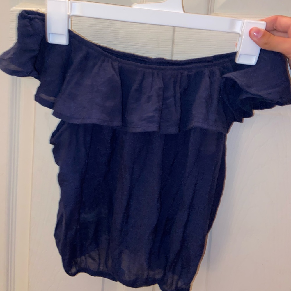 Navy blue flowy crop top
